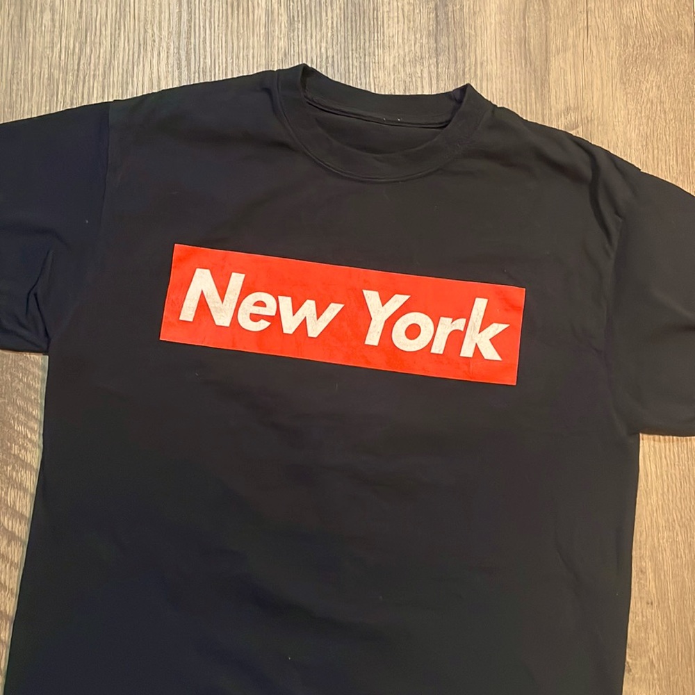 Men New York Short Sleeve Black Tee Shirt Medium